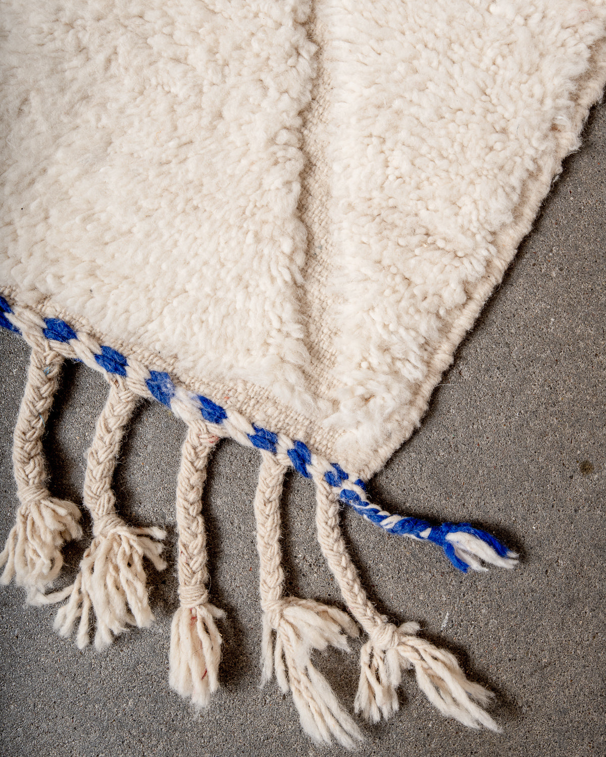 Modern, designer, handcrafted Berber rug from Morocco. Beniourain carpet with beautiful colours and patterns and fluffy wool texture.
